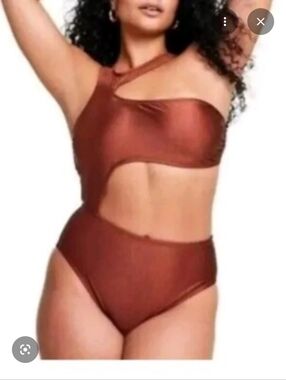Fe Noel Copper Brown Cutout One-Piece Swimsuit